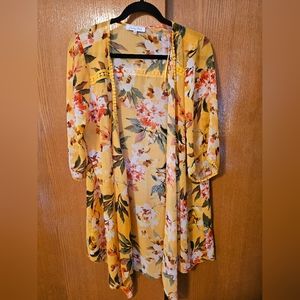 Floral kimono with crochet accents